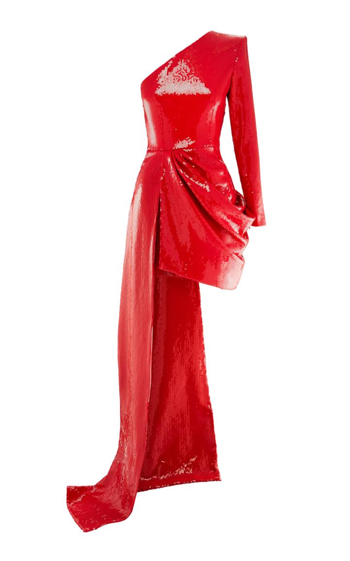 Alex Perry Preston Sequined One-shoulder Asymmetrical Dress