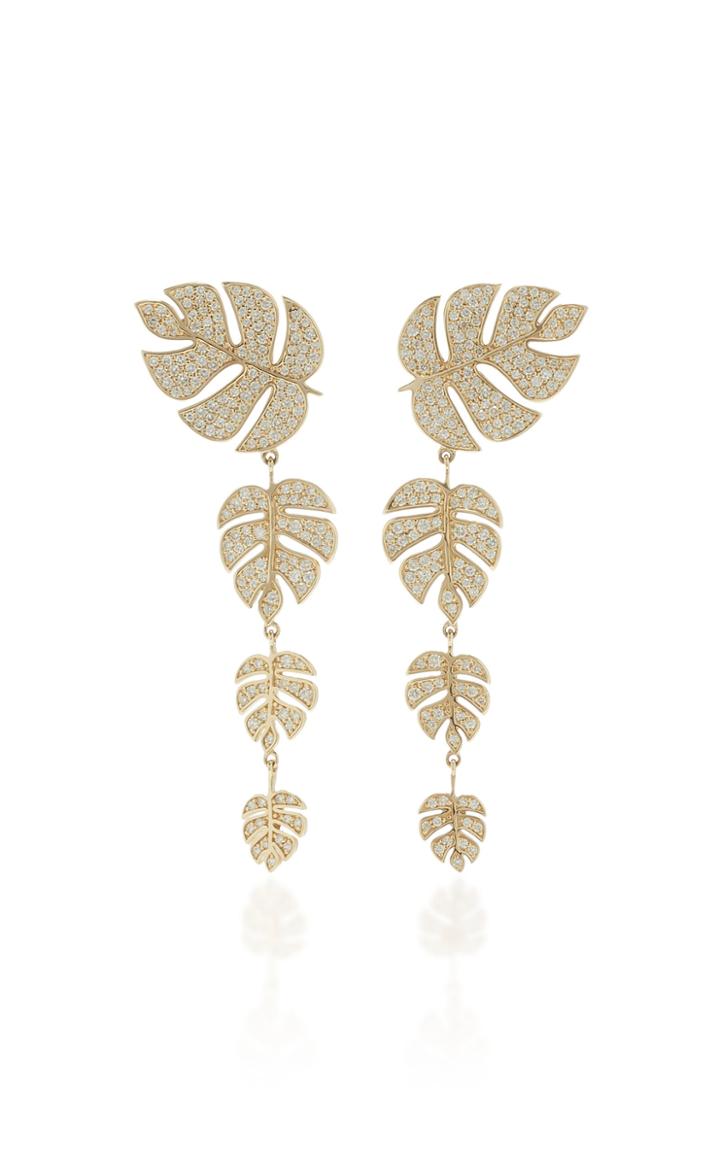 Sydney Evan Monstera Leaf Statement Drop Earrings