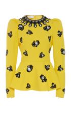 Moda Operandi Andrew Gn Embellished Crepe Peplum-hem Top