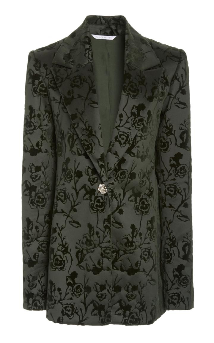 Moda Operandi Marina Moscone Smoking Embroidered Cotton-blend Blazer