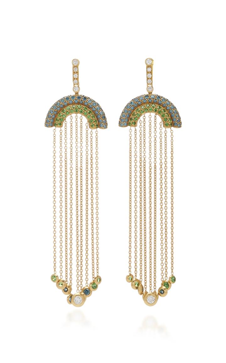Robinson Pelham Juke 18k Gold, Sapphire, Diamond And Tsavorite Earring