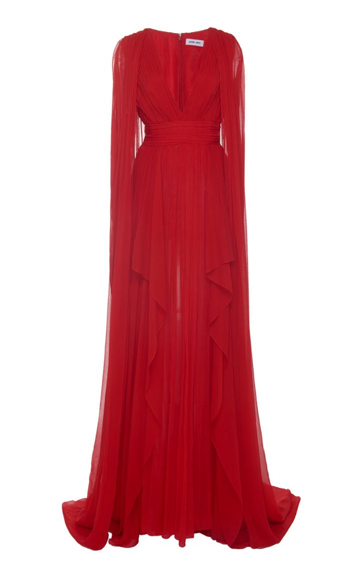 Pamella Roland Ruffled Silk Gown