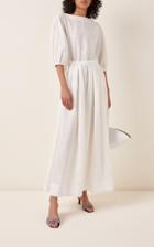 Mansur Gavriel Pleated Linen Midi Dress