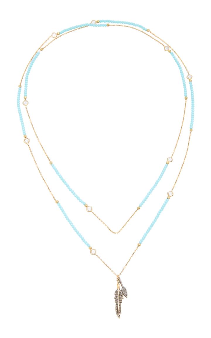 Nickho Rey Turquoise Indian Swarovski Crystal And Diamond Necklace
