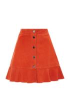 Ganni Salvia Button Front Suede Mini Skirt