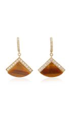 Fratelli Piccini Lul Fan 18k Gold Tiger's Eye And Diamond Earrings