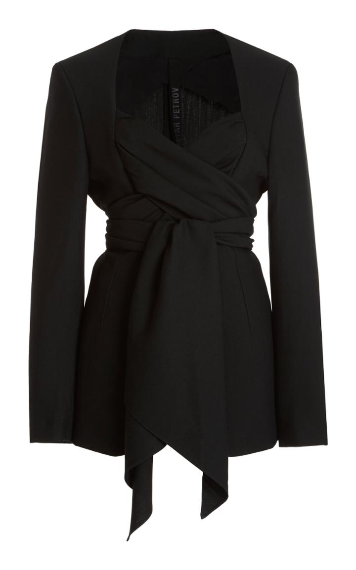 Moda Operandi Petar Petrov Joshua Silk Wool Criss-cross Jacket
