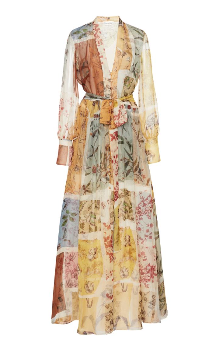 Moda Operandi Oscar De La Renta Printed Chiffon Dress Size: 2