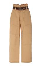 Sea Belted Cropped Cotton-twill Straight-leg Pants