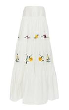 Erdem Adrina Tiered Floral-embroidered Cotton-silk Maxi Skirt