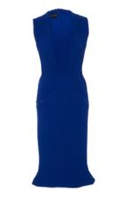 Brandon Maxwell Ribbed Flounce Hem Dress