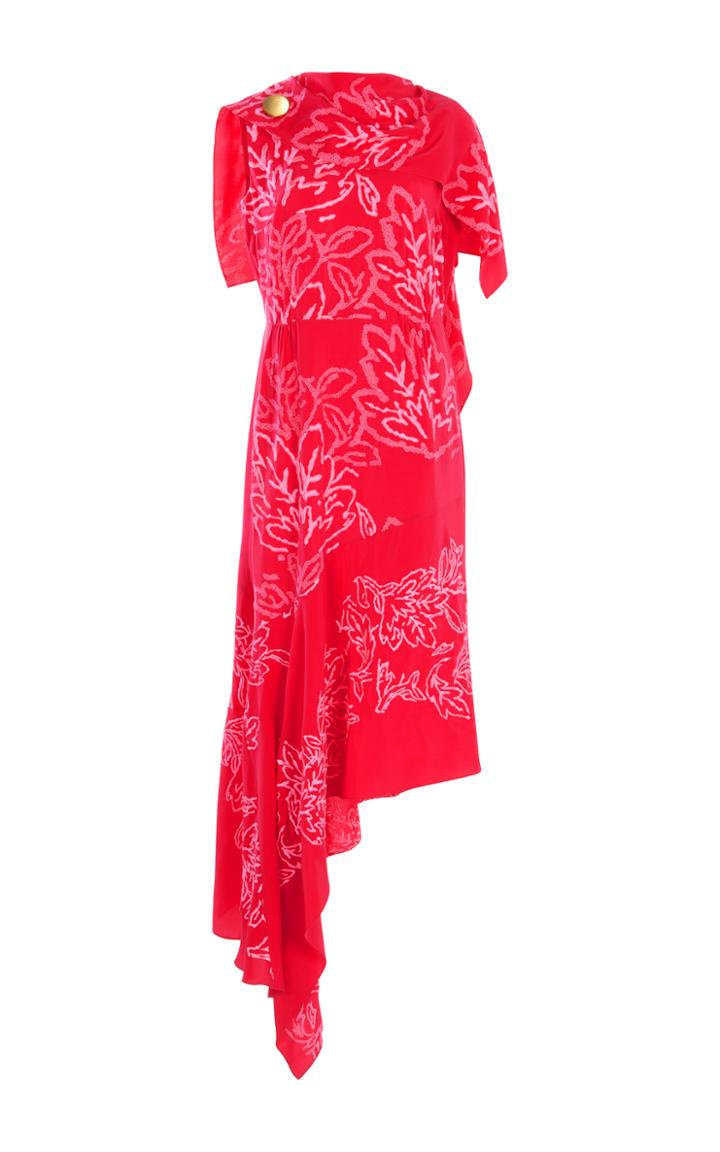 Peter Pilotto Silk Embroidered Cape Dress