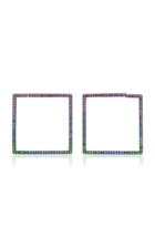 Lynn Ban Jewelry Black Rhodium-plated Silver Amethyst Sapphire And Tsavorite Hoop Earrings
