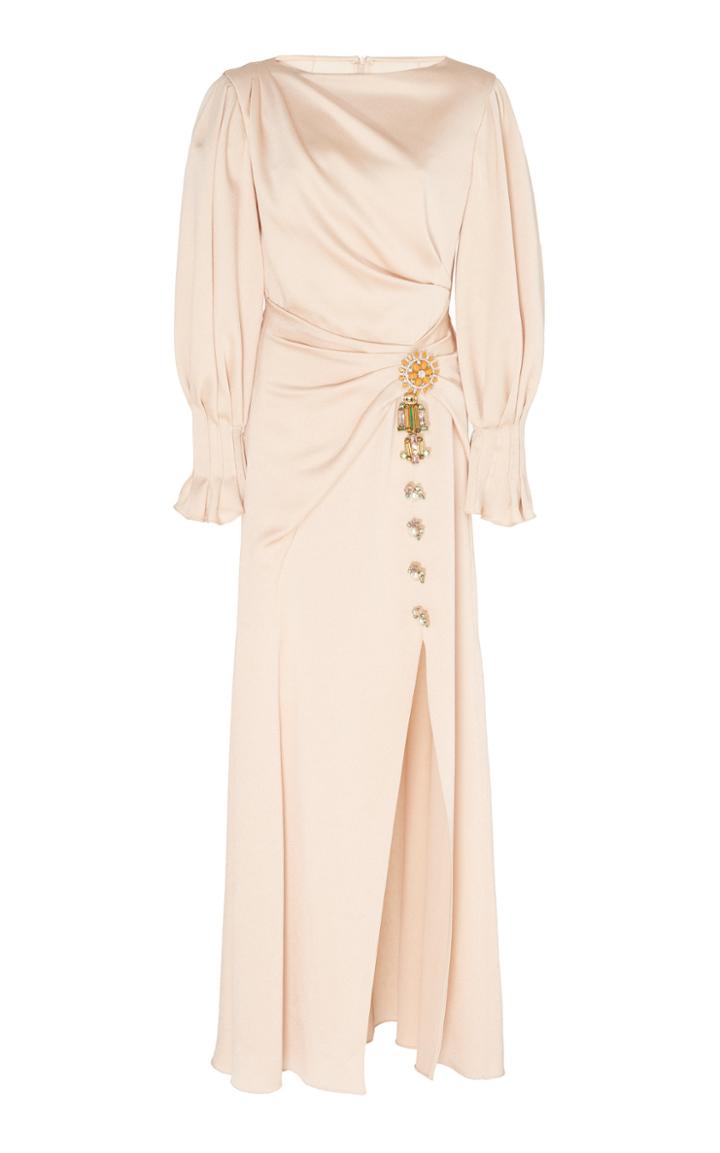 Peter Pilotto Embellished Draped Satin Midi Dress