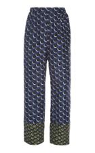 Biyan Pomelo Printed Silk Cropped Straight-leg Pants