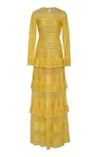 Zuhair Murad Tiered Silk-blend Lace Maxi Dress