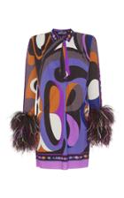 Emilio Pucci Feather Cuff Jersey Mini Dress