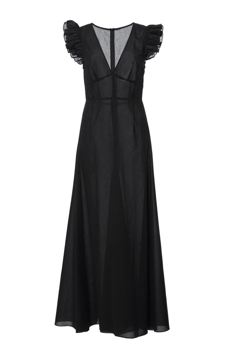 Tome Cotton Voile Long V-neck Dress