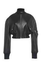Giambattista Valli Cropped Leather Bomber Jacket