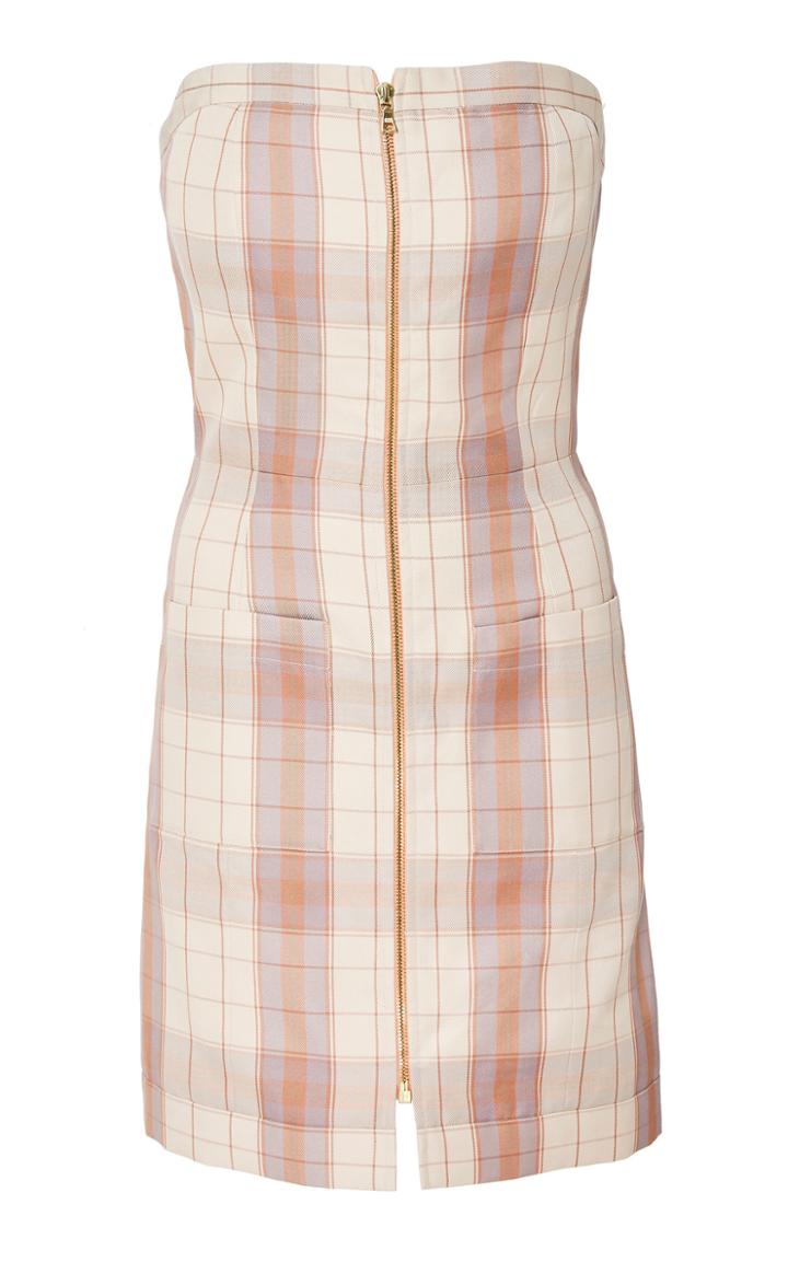 Markarian Strapless Plaid Silk Dress