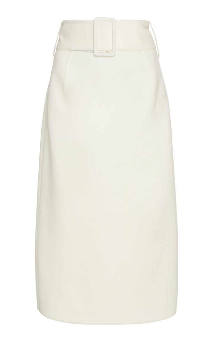 Oscar De La Renta High-waisted Wool-blend Crepe Midi Skirt