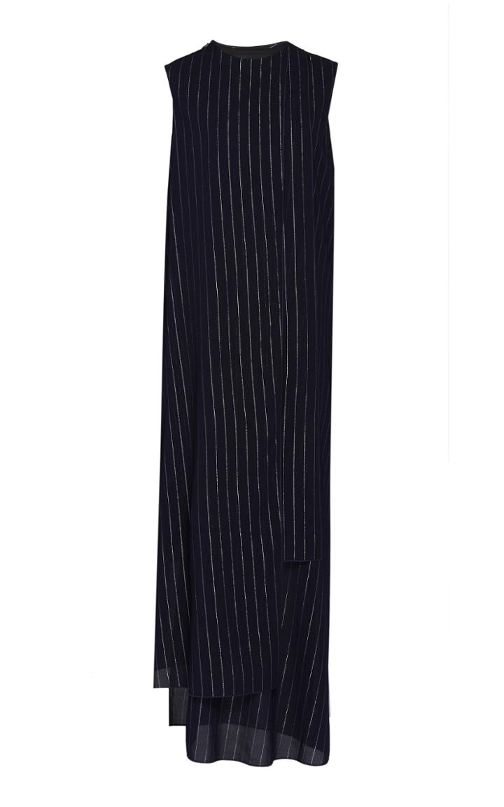 Jeffrey Dodd Wool Overlap Panel Maxi Dress