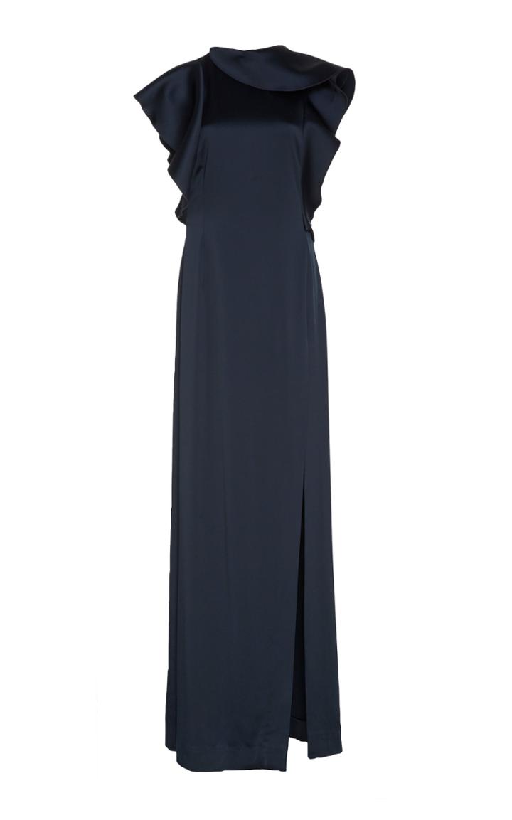 Oscar De La Renta Ruffle-accented Satin Gown