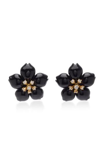 Casa Castro Diamond And Black Agate Flower Earrings