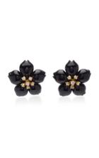Casa Castro Diamond And Black Agate Flower Earrings