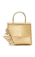 Ming Ray 24k Gold Claudia Top Handle Bag In Crocodile