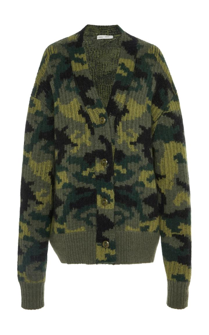 Proenza Schouler Pswl Camo Jacquard Intarsia Knit Cardigan