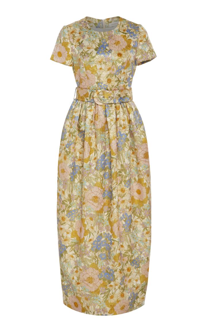Zimmermann Belted Floral-print Silk Midi Dress