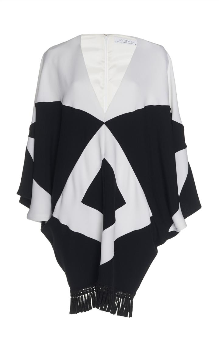 Andrew Gn Tassel Hem Crepe Tunic Dress