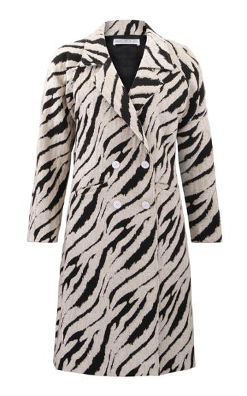 Amal Al Mulla Loose Fitting Long Sleeve Textured Jacquard Coat