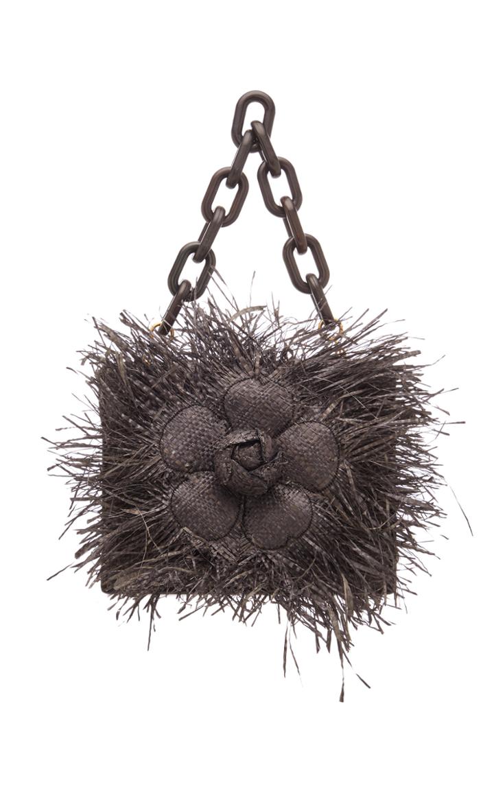 Oscar De La Renta Mini Tro Raffia Crossbody Bag