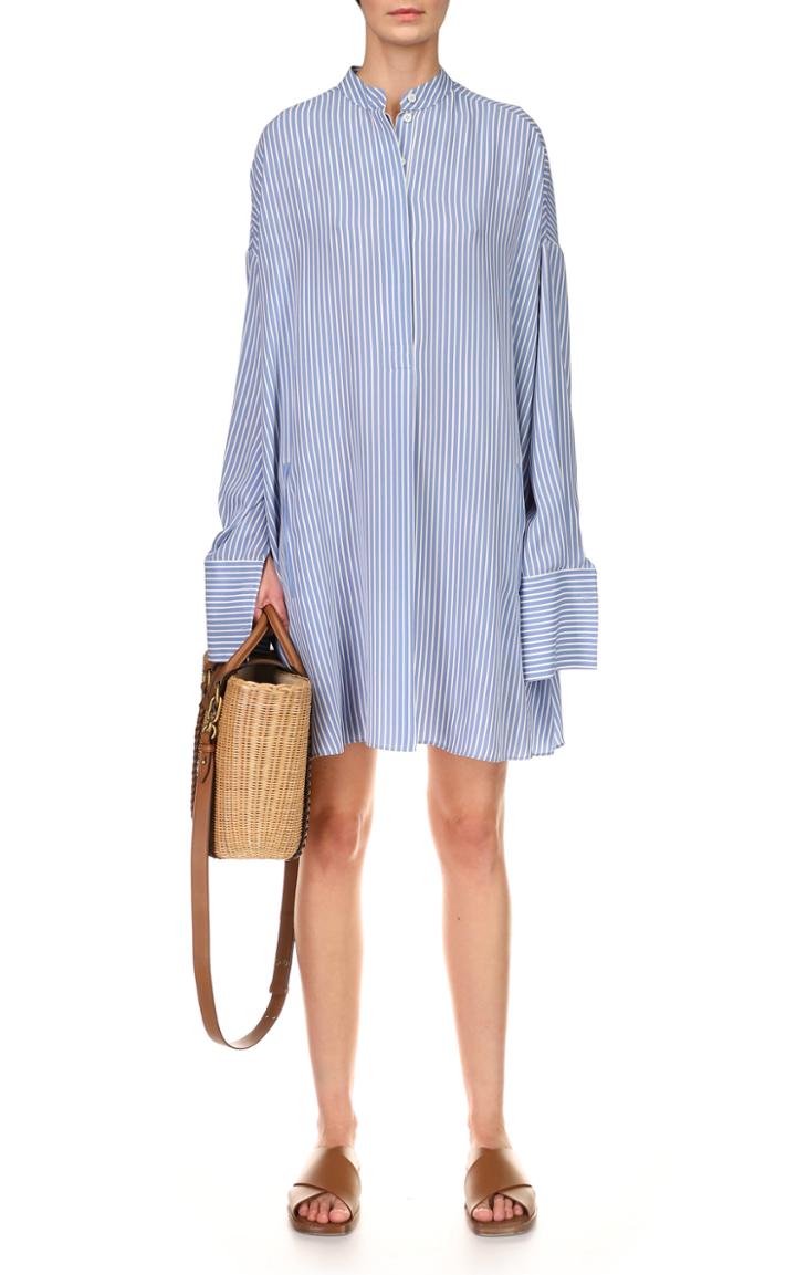 Moda Operandi Michael Kors Collection Mandarin Collar Silk Shirtdress