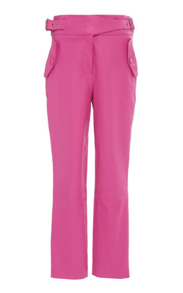 Veronica Beard Jania Buckle-tabbed High-rise Leather Cropped Pants
