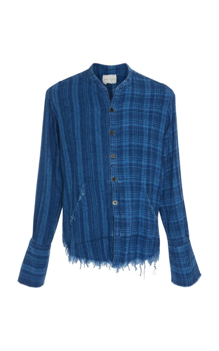 Greg Lauren Frayed Plaid Shirt
