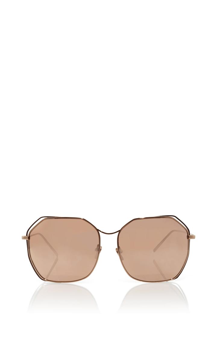 Linda Farrow Rose Gold Plated Angular Aviators