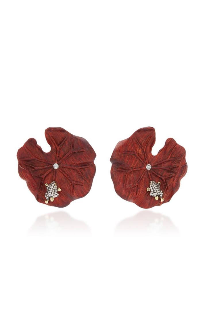 Silvia Furmanovich M'o Exclusive: Marquetry Water Lily Earrings