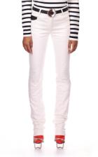 Moda Operandi Paco Rabanne Leather-trimmed Raw Denim High-rise Straight-leg Jeans