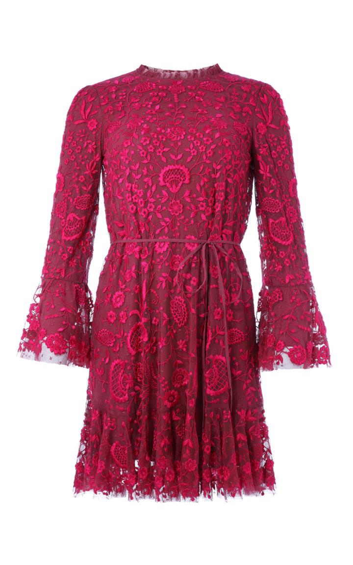 Needle & Thread Demetria Floral-embroidered Tulle Mini Dress