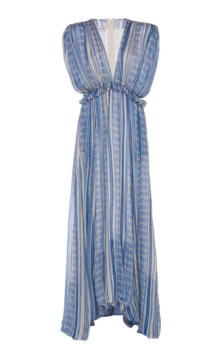 Philosophy Di Lorenzo Serafini Deep V Sleeveless Silk-blend Dress