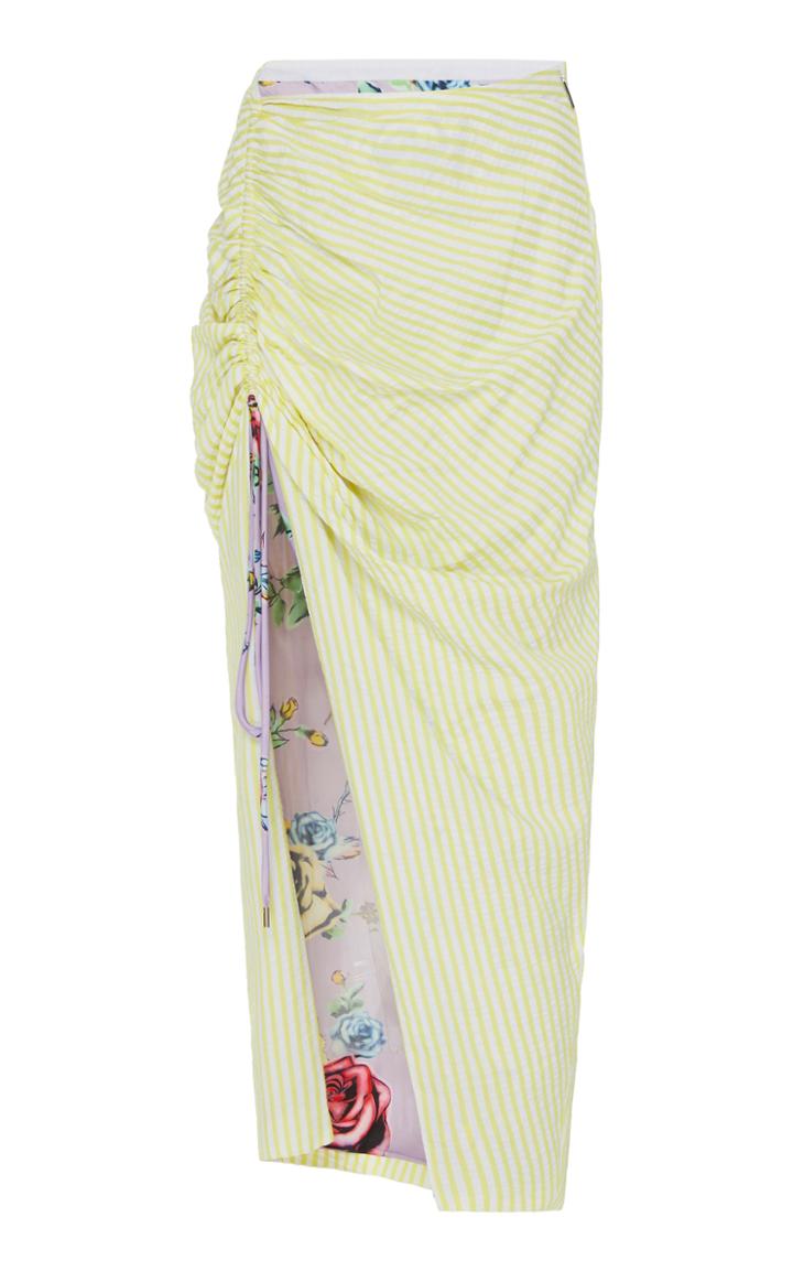 Moda Operandi Prabal Gurung Cotton-blend Seersucker Side-ruched Skirt Size: 00