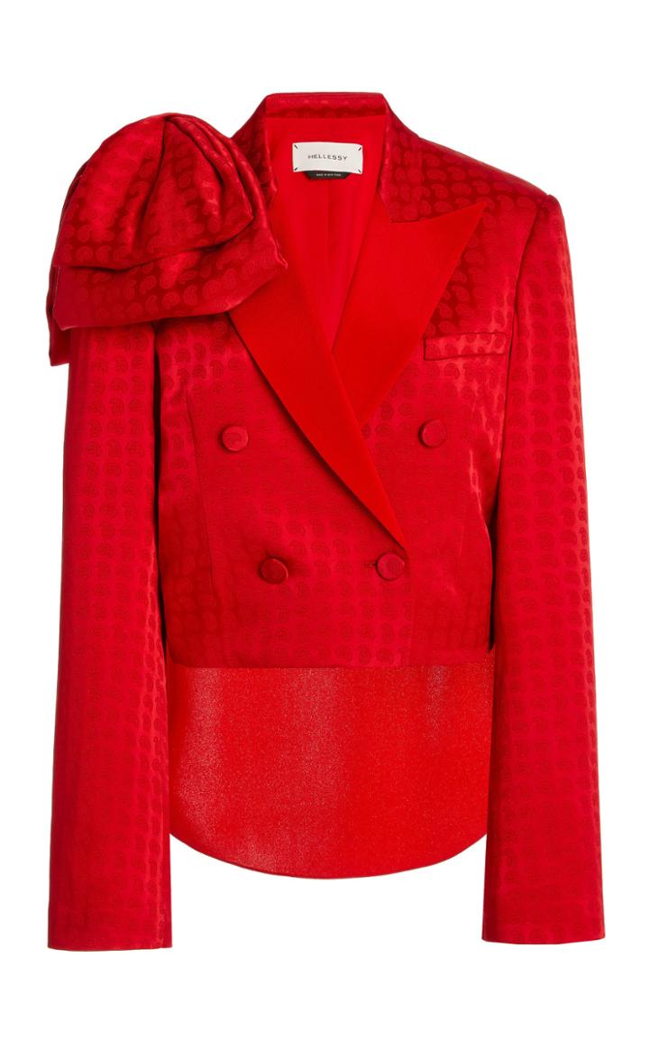Hellessy Walsh Paisley Satin Jacquard Double-breasted Blazer