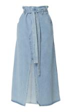 Moda Operandi Eron Angela Denim High-rise Paperbag Midi Skirt Size: 32
