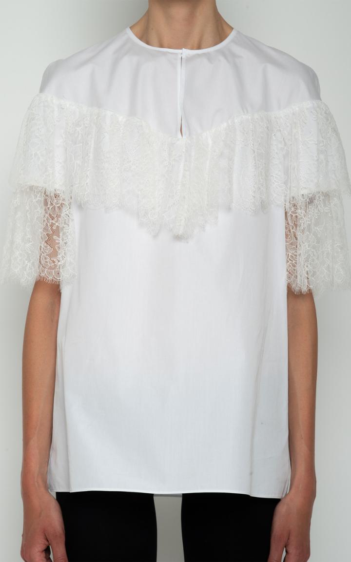 Moda Operandi Giambattista Valli Cotton And Lace Short Sleeved Bib Top