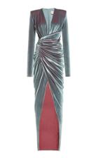 Alexandre Vauthier Gathered High-slit Velvet Gown