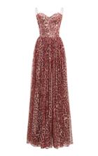 Rasario Leopard-print Chiffon Sweetheart Gown