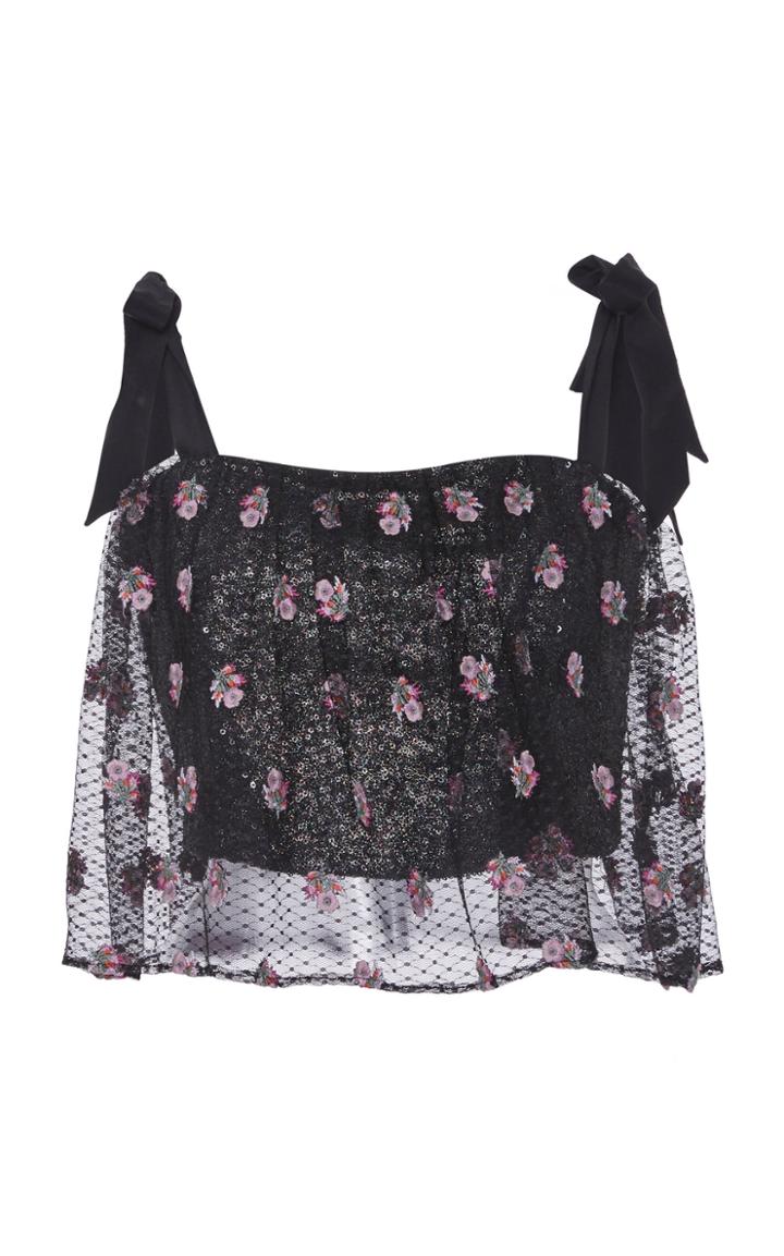 Saloni Jemi Sequin Floral Crop Top